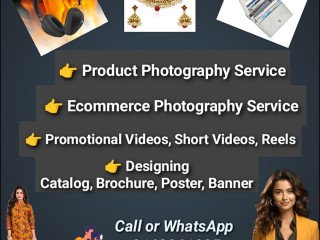 Product Photography, Ecommerce Photography, Promotional Videos, Reels, Graphics Designing