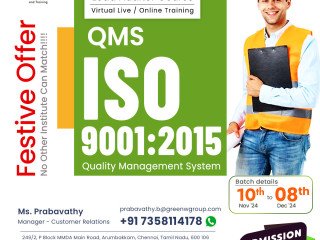 ISO 9001:2015 (QMS) certification in Coimbatore