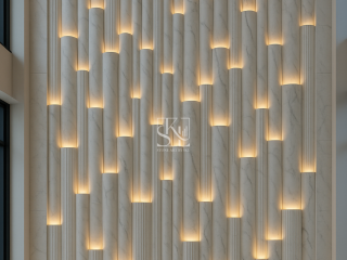 Marble Glow Flutes – Decorative Stone Panels for Sophisticated Interiors